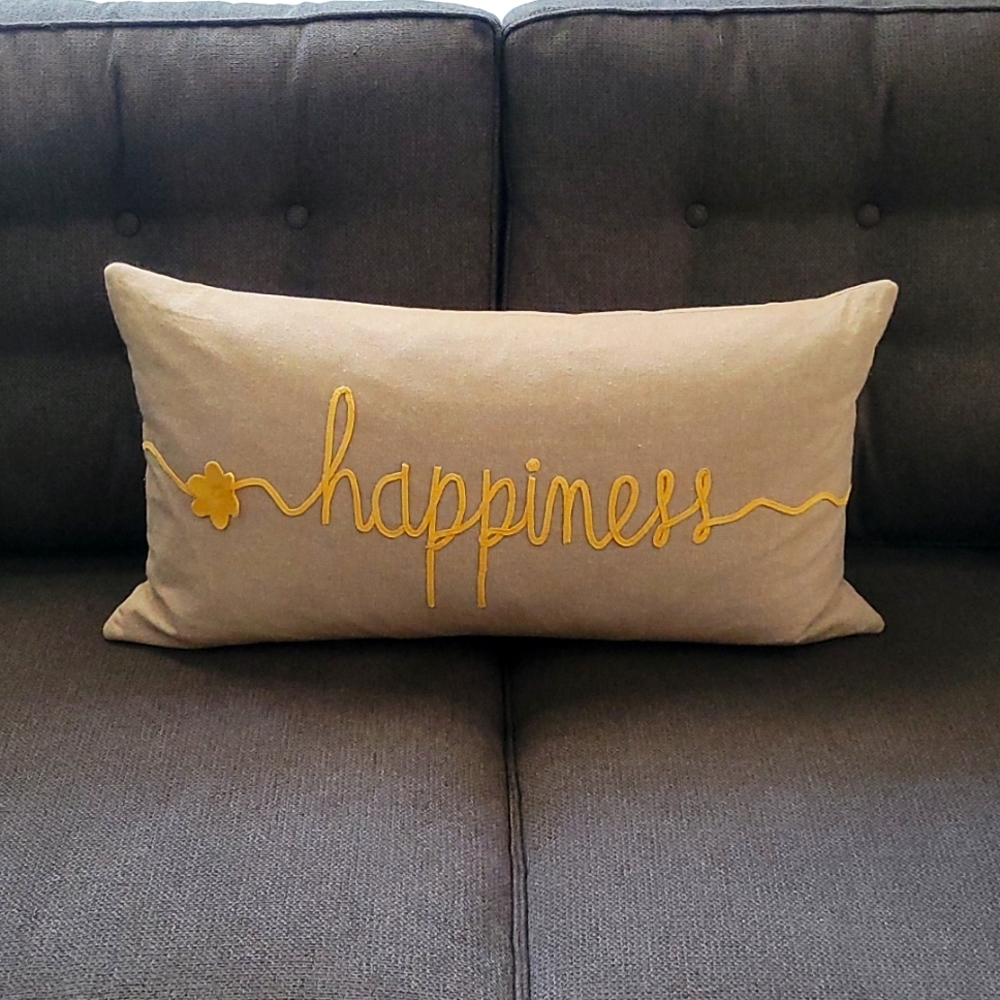 "Happiness" Down feather pillow w/insert